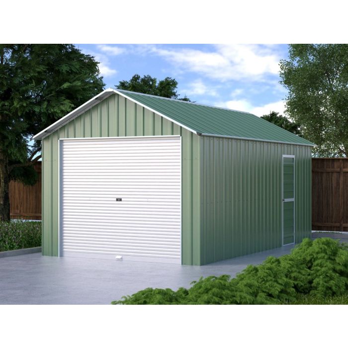 Box container garage auto con saracinesca in lamiera di Acciaio Zincato 360x610cm x h 3,15m - 470KG - 21,96 mq - VERDE