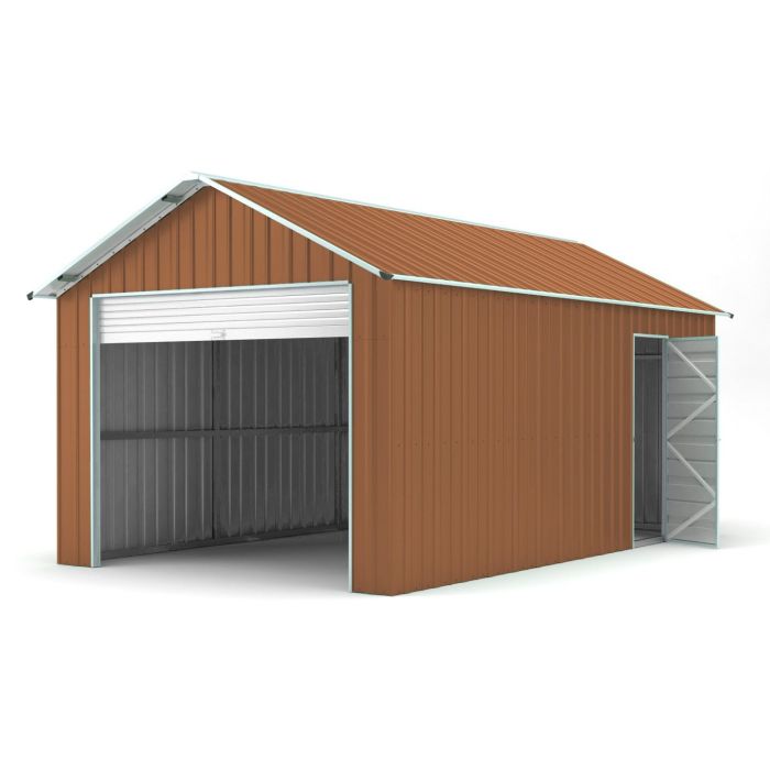 Box container garage auto con saracinesca in lamiera di Acciaio Zincato 360x610cm x h 3,15 m - 470KG - 21,96 mq - LEGNO