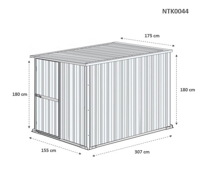 Box in Acciaio Zincato casetta lamiera attrezzi 175x307cm x h1.82m - 95KG - 5,4mq - BIANCO