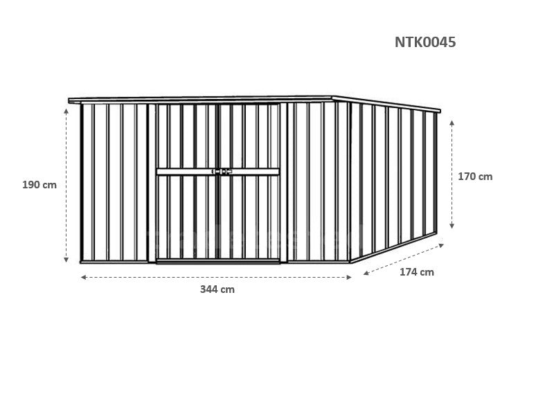 Casetta attrezzi giardino lamiera Box in Acciaio Zincato 345x186cm x h1.92m - 98KG - 6.42mq - LEGNO