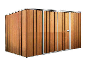 Casetta attrezzi giardino lamiera Box in Acciaio Zincato 345x186cm x h1.92m - 98KG - 6.42mq - LEGNO