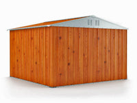 Casetta lamiera deposito attrezzi Box in Acciaio Zincato 327x307cm x h2.17m - 145KG - 9,4mq - LEGNO