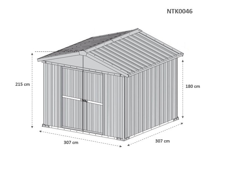 Casetta lamiera deposito attrezzi Box in Acciaio Zincato 327x307cm x h2.17m - 145KG - 9,4mq - LEGNO