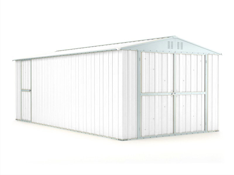 Box in lamiera garage auto Acciaio Zincato 327x611cm x h2.35m - 346KG - 19,98mq - BIANCO