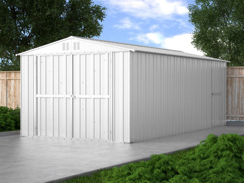 Box in lamiera garage auto Acciaio Zincato 327x611cm x h2.35m - 346KG - 19,98mq - BIANCO