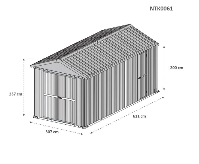 Box in lamiera garage auto Acciaio Zincato 327x611cm x h2.35m - 346KG - 19,98mq - BIANCO