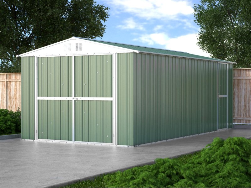 Garage lamiera Box auto in Acciaio Zincato 327x611cm x h2.35m - 346KG – 19,98mq - VERDE