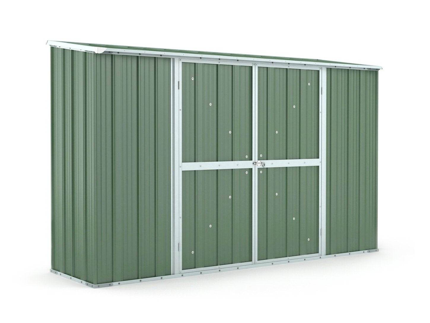 Box in Acciaio Zincato casetta attrezzi giardino 307x100cm x h1.92m - 75KG - 3.07mq - VERDE