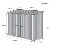 Box in Acciaio Zincato casetta attrezzi giardino 307x100cm x h1.92m - 75KG - 3.07mq - VERDE