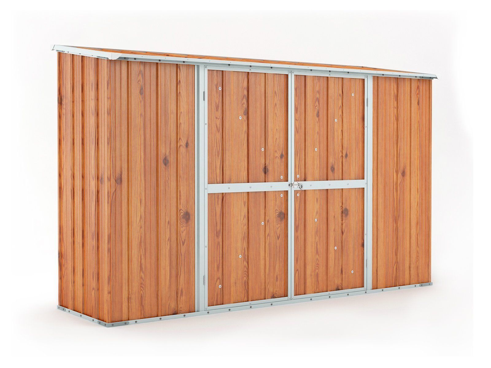 Casetta giardino lamiera Box in Acciaio Zincato 307x100cm x h1.92m - 75KG - 3.07mq - LEGNO