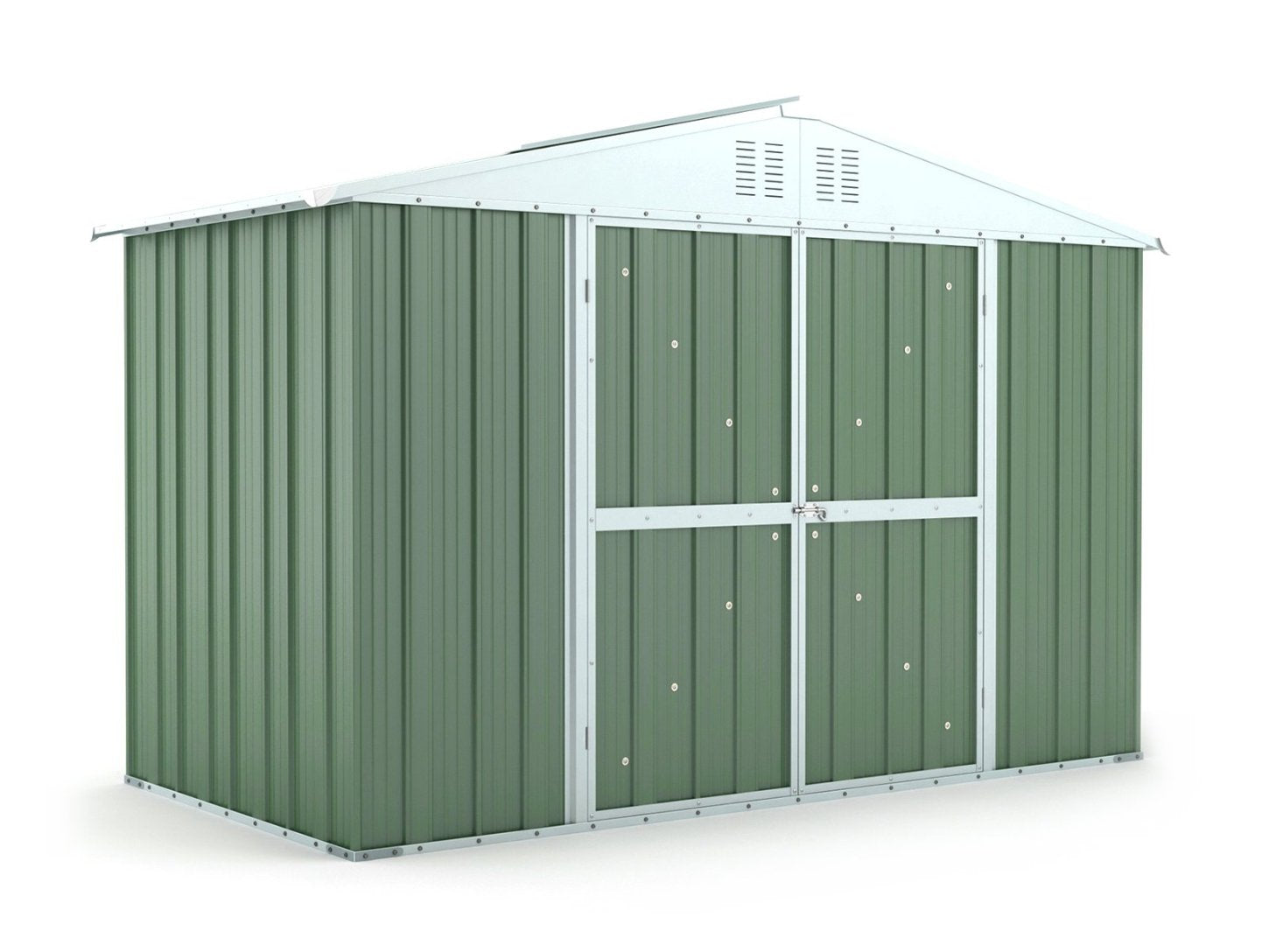 Box attrezzi casetta lamiera giardino in Acciaio Zincato 327x155cm x h2.15m - 114KG - 5.06mq - VERDE