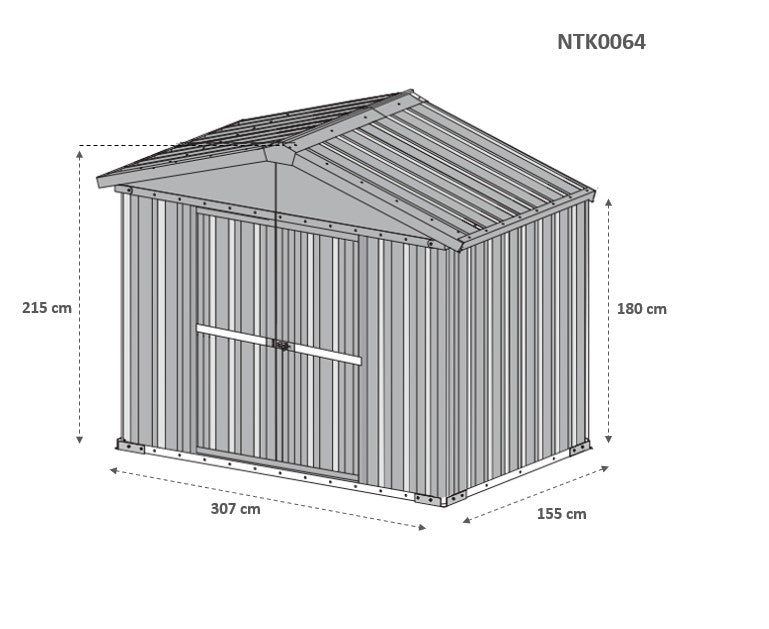 Box attrezzi casetta lamiera giardino in Acciaio Zincato 327x155cm x h2.15m - 114KG - 5.06mq - VERDE