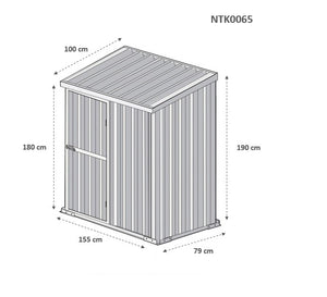 Casetta da giardino in lamiera zincata box acciaio 155x100cm x h 192cm - 50kg - 1,55mq - LEGNO 