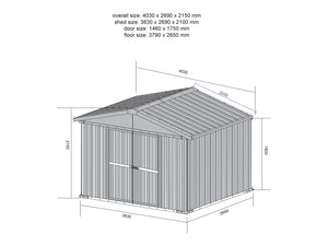 Box deposito garage giardino in lamiera zincata 403x269cm x h 215cm - 149kg - 10,84mq VERDE