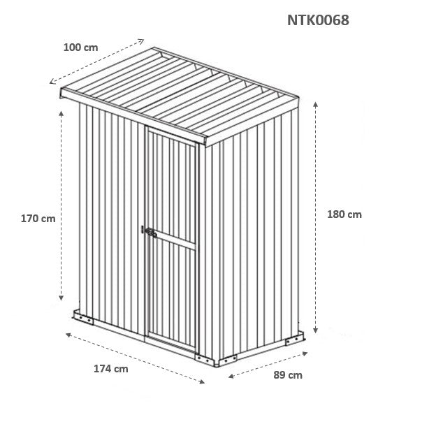 Box in acciaio casetta da giardino capanno 174x100cm x h 182cm - 43kg - 1,74mq - BIANCO