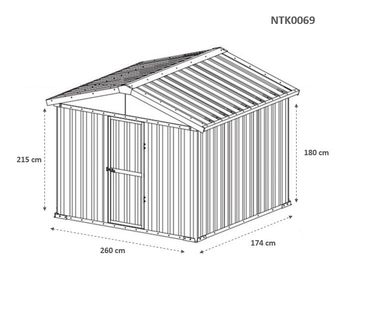 Capanno per esterno in lamiera di acciaio zincata 275x175cm x h 212cm - 87 kg - 4,81mq BIANCO