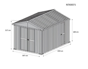 Capanno box attrezzi i per esterno casetta giardino in lamiera 327x459cm x h 215cm - 201 kg - 15,01 mq BIANCO