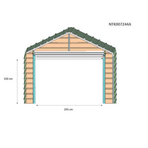 Box auto lamiera capanno in Acciaio Zincato con saracinesca 438x724 cm x h 3,31 m - 585 KG - 31.7 mq - LEGNO