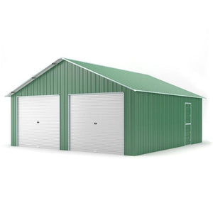 Container deposito auto box lamiera capanno in Acciaio Zincato con doppia saracinesca 666x724cm x h 3,80m - 810KG - 48,22 mq - VERDE