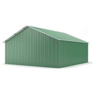 Container deposito auto box lamiera capanno in Acciaio Zincato con doppia saracinesca 666x724cm x h 3,80m - 810KG - 48,22 mq - VERDE