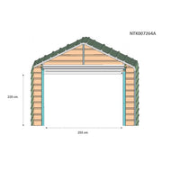 Container deposito auto box lamiera capanno in Acciaio Zincato con doppia saracinesca 666x724cm x h 3,80m - 810KG - 48,22 mq - VERDE