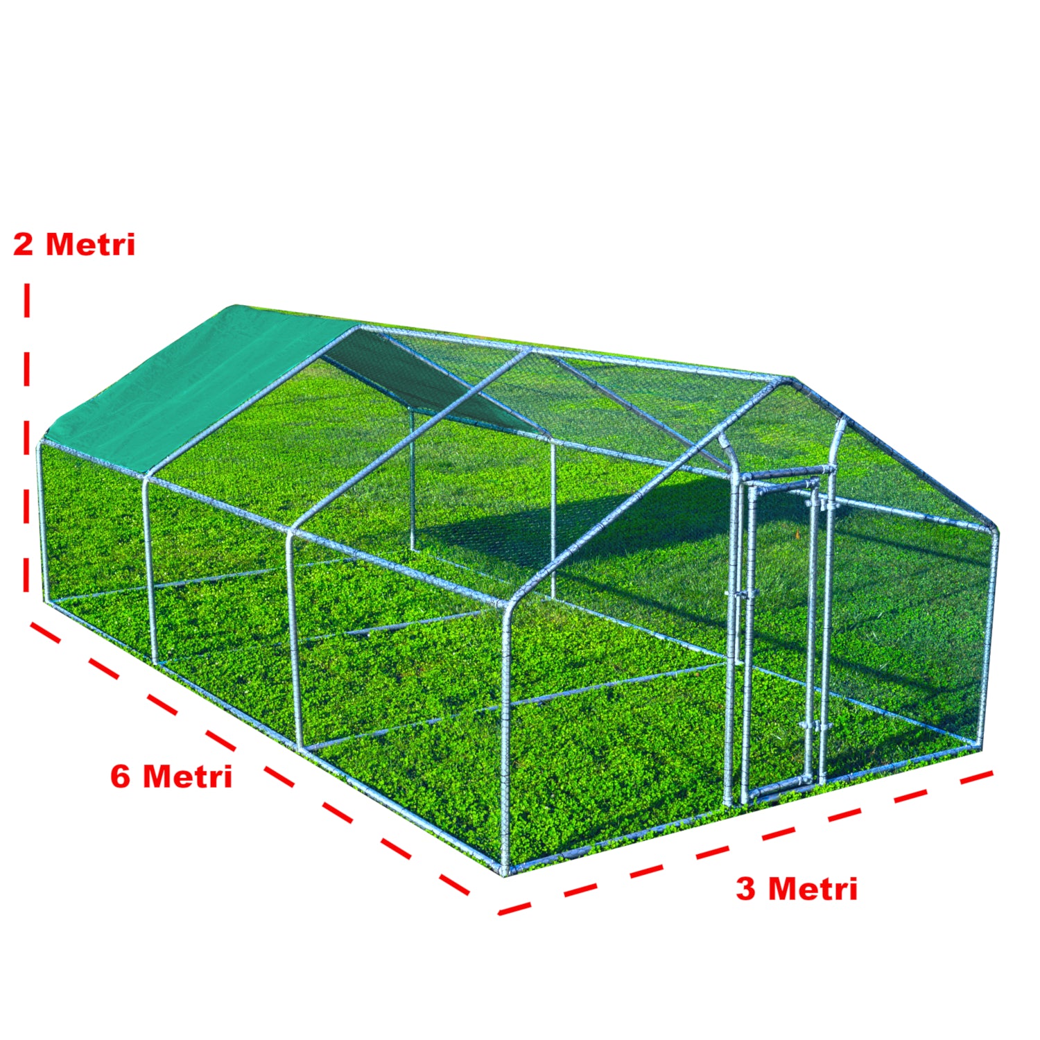 Gabbia per animali da esterno - Recinto per Polli 3 x 6m x 2m H  - 18 mq 