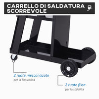 DURHAND CARRELLO SALDATURA TRASPORTO SALDATRICE 3 RIPIANI PORTA BOMBOLA ATTREZZI B20-070BK