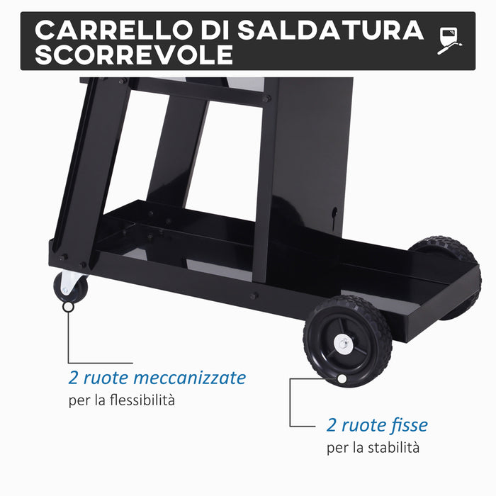 DURHAND CARRELLO SALDATURA TRASPORTO SALDATRICE 3 RIPIANI PORTA BOMBOLA ATTREZZI B20-070BK