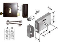 2pz serratura da applicare per cantine 175 - entrata mm.40, lunghezza mm.80 dx fer18173