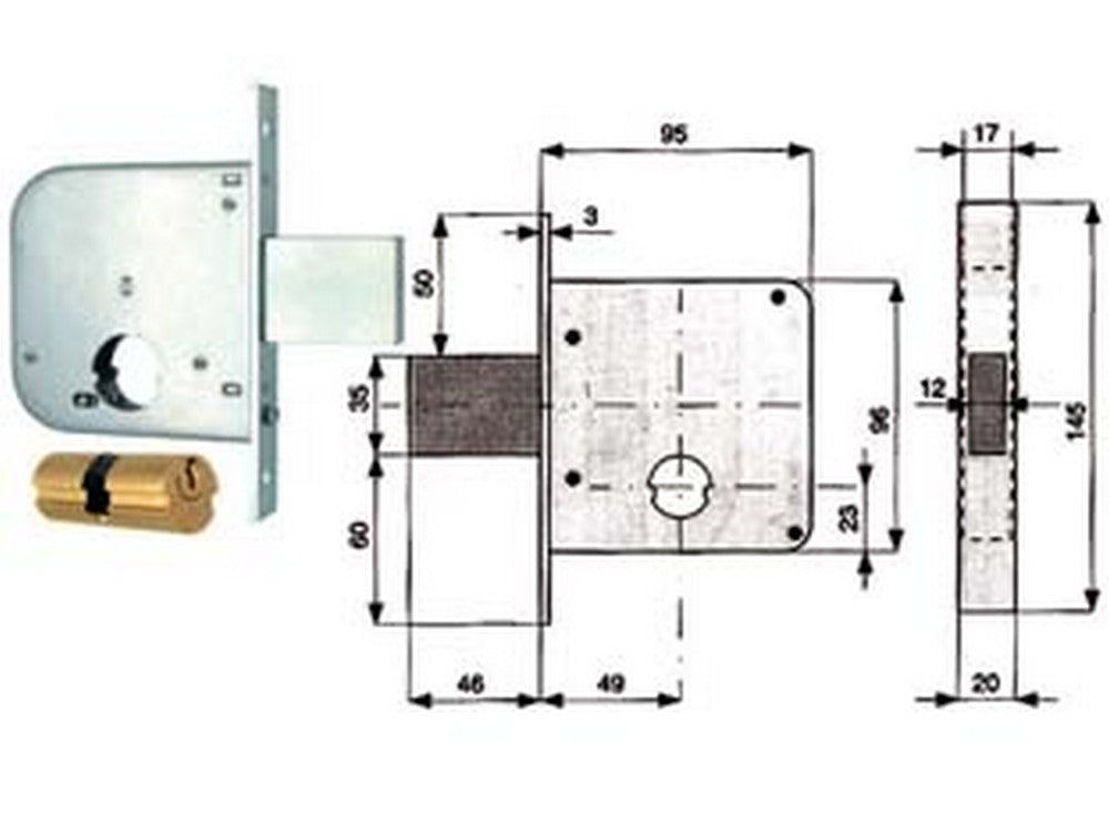 2pz serratura da infilare per cancelli solo catenaccio 136 - mm.50 (136 50 0) fer51019