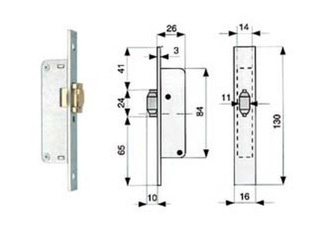 serratura da infilare per montanti solo rullo 902 - mm.14 (902.14.1) cod:ferx.fer52382