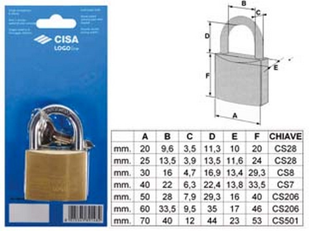 6blister lucchetto logo ottone arco normale in blister 21090 - mm.25 (art.2109020) fer57264