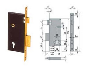 serratura da infilare a cilindro 2 mandate bordo quadro 5c110 - mm.35 (5c110350) cod:ferx.fer65658