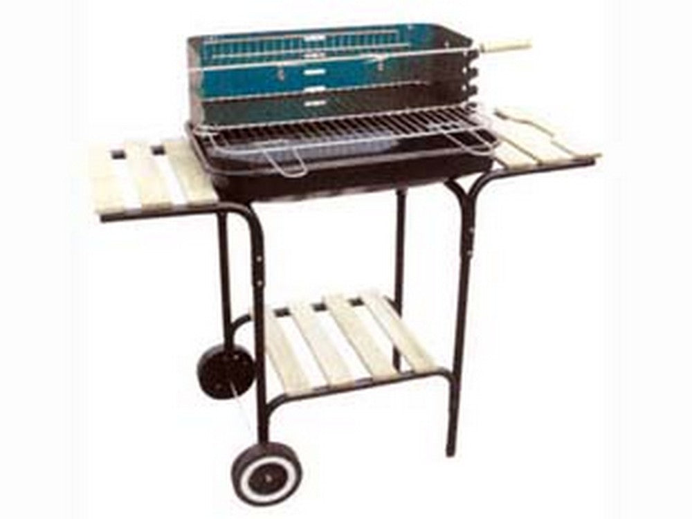 barbecue rettangolare con piani legno "california" - bracere cm.60x40 fer79914