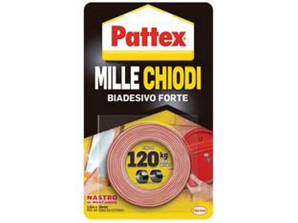 3blister pattex nastro biadesivo millechiodi tape - mm.19h. in rotoli da mt.1,5 fer84048