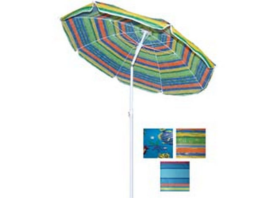 ombrellone da spiaggia in nylon fantasia tondo cm.200 - colori assortiti fer109482