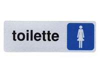 10pz targhetta adesiva "toilette donna" - cm.15x5h. fer123587