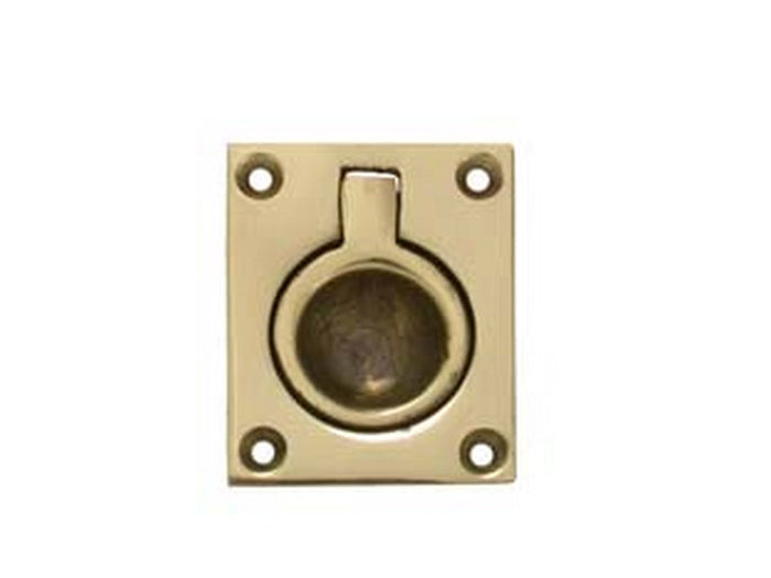 2pz maniglie per mobili quadre tipo marina a incasso con anello in ottone - mm.40x55x15 fer147088