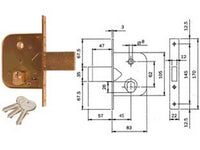 2pz serratura da infilare per cancelli con quadro caten. prol. e scrocco 600 - mm.45 (600450) fer171700