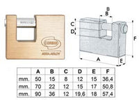 lucchetto rettangolare in ottone pl311 - mm.90 (pl3119000) fer172035