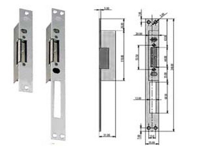 incontro elettrico con fermo serie 6000 - frontale lungo cm.25 (6200/1) cod:ferx.fer172578