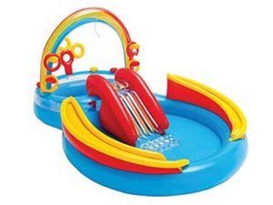 piscina gonfiabile ovale "gioco acqua scivolo" +2 anni - cm.297x193x135h. - peso kg.7,80 (57453) fer175159