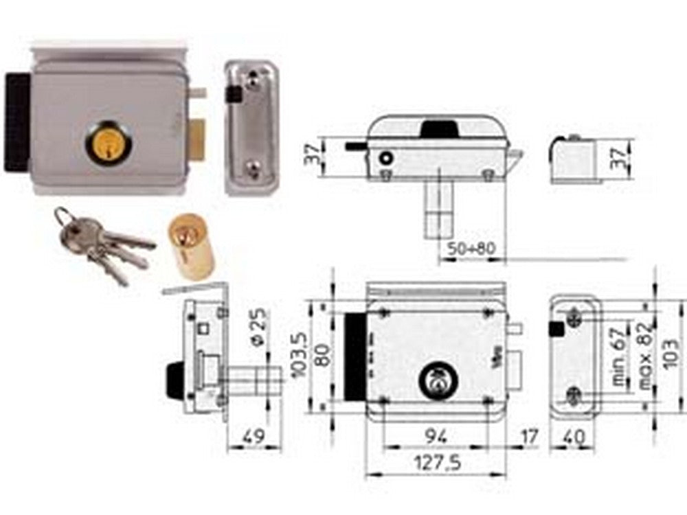 elettroserratura per cancelli con tetto 8992 - mm.50/80 sx (8992.2) fer186483