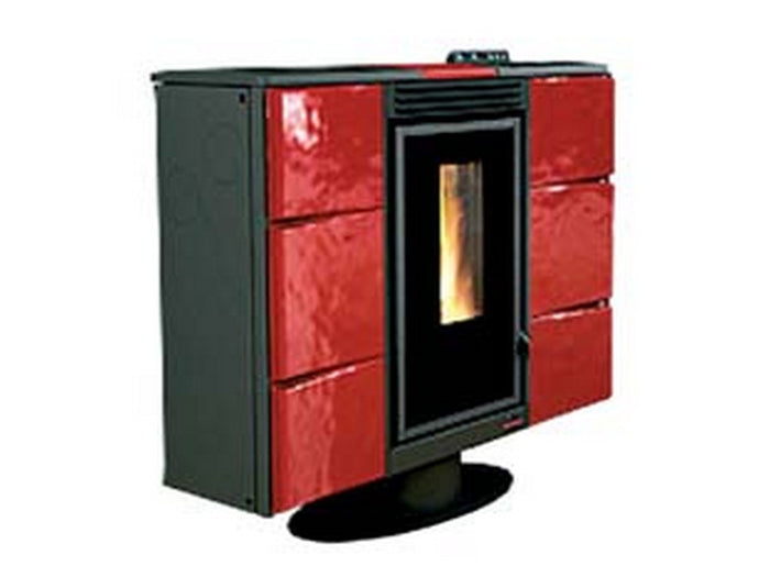 stufa a pellet elisir canalizzata 7 kw bordeaux - misure cm.97,4x30,4x85,1h. - peso kg.150 cod:ferx.fer187671