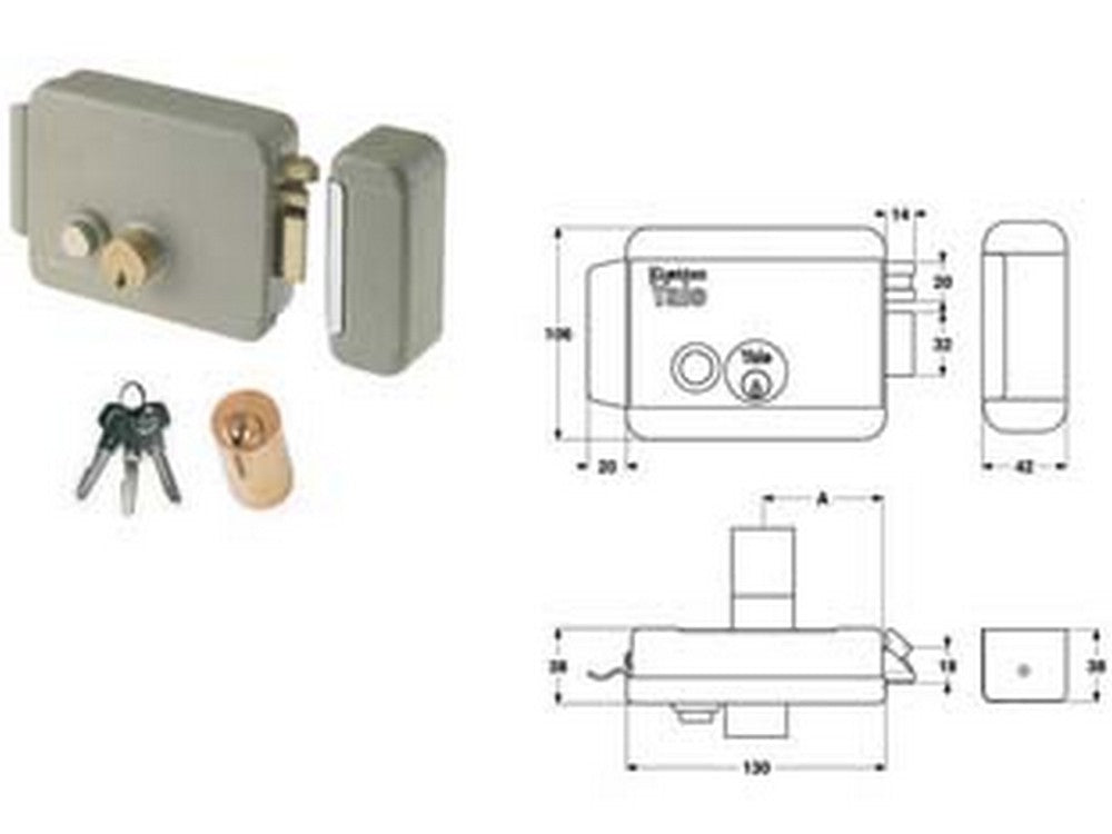 elettroserratura per cancelli con pulsante senza tetto 6880 - mm.50 dx (y68800501) fer311731