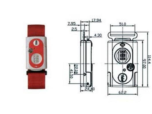 1blister fascia per valige con combinazione e dispositivo "tsa" tl1 - mm.62 rosso - fascia mt.2 (ytl1/62/4/1r) fer189811