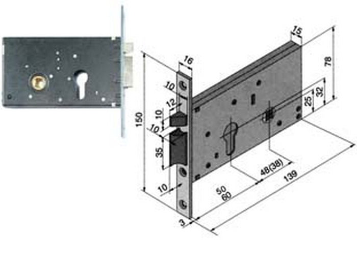 elettroserratura da infilare per fasce mm.78 h 302 - mm.60 (30260010) fer195157