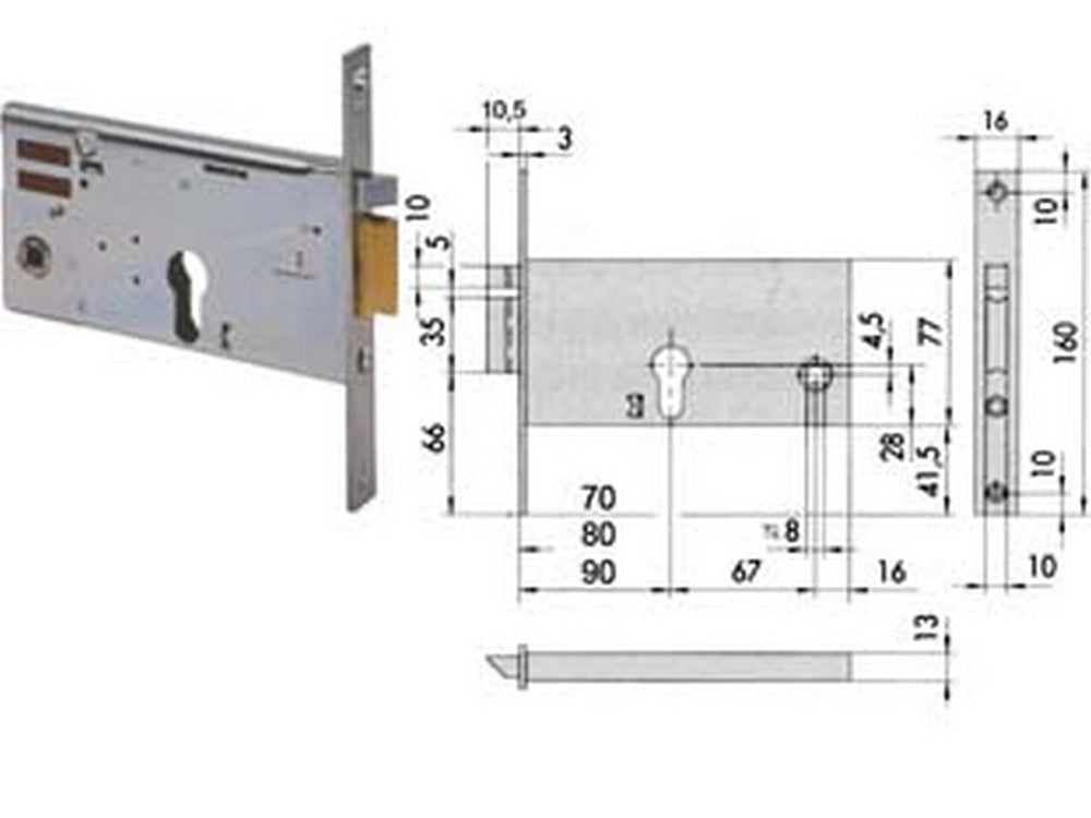 elettroserratura da infilare per fasce mm.77 h 14350 - mm.70 (14350700) fer201544