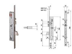 elettroserratura da infilare per montanti con quadro e scrocco 16215 - mm.30 (16215300) fer201674