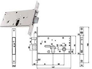 elettroserratura infilare per fasce catenaccio e scrocco mm.78 h 85200 - mm.70, 2 mandate (y8520070080) cod:ferx.fer203104